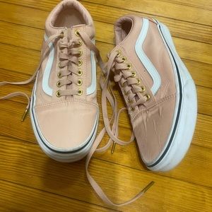Light pink satin Vans with gold!